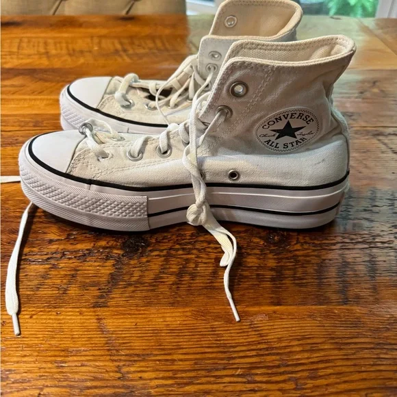 Shoes Black And Cream Converse High Tops Converse Shoes